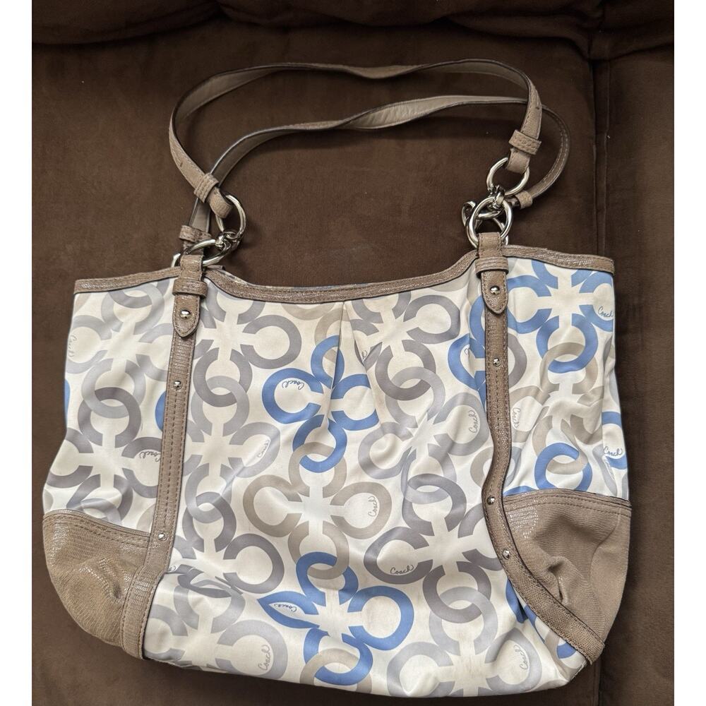 Coach Alexandra Signature Chain Link Multicolor Shoulder Satchel Tote Bag F20806